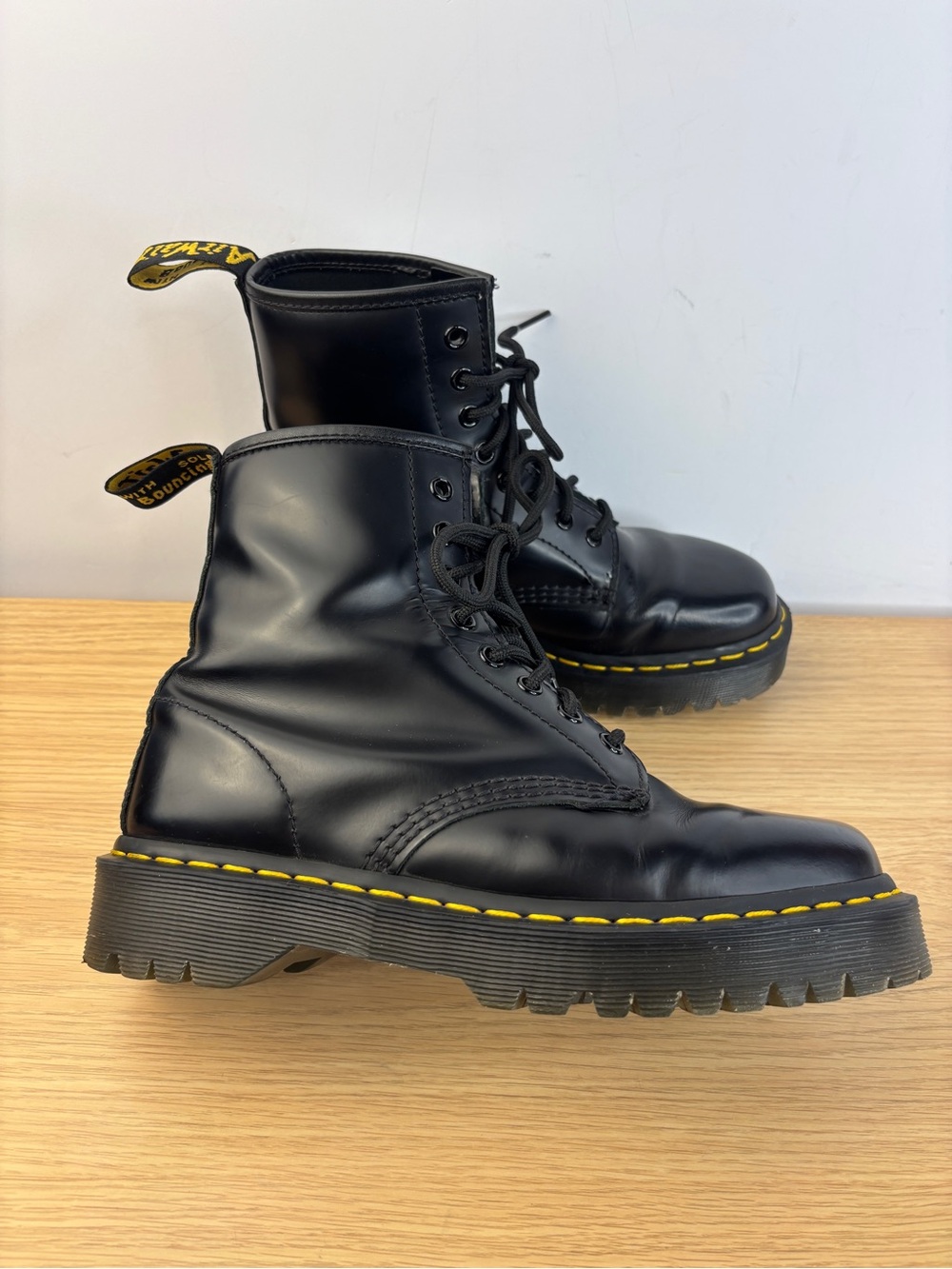 Iconic Dr. Martens 1460 Bex Smooth Black Leather Platform Boots Woman’s 8